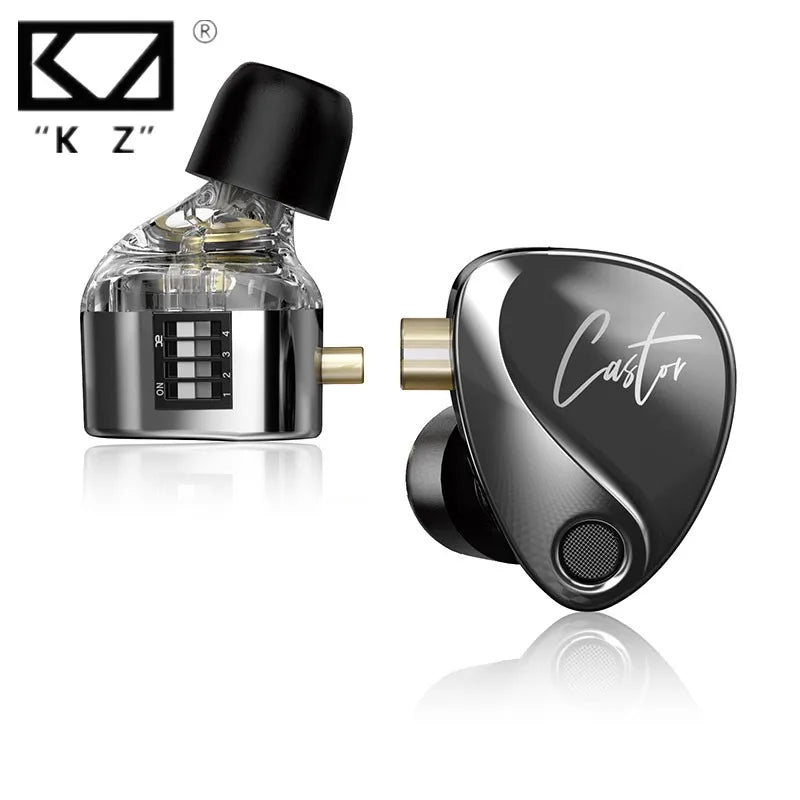 Fone de ouvido KZ Castor In Ear HiFi. Dinâmicos de alta qualidade com armadura balanceada ajustável Monitor In Ear.