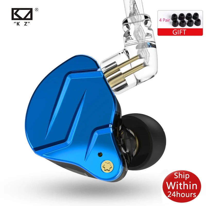 Fones de ouvido KZ ZSN Pro X Metal 1BA+1DD Tecnologia híbrida HIFI Fones de ouvido intra Bastante graves com cancelamento de ruído.-auriculares.