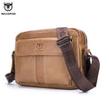 Bolsa transversal masculina de couro legítimo BULLCAPTAIN. Grande capacidade.