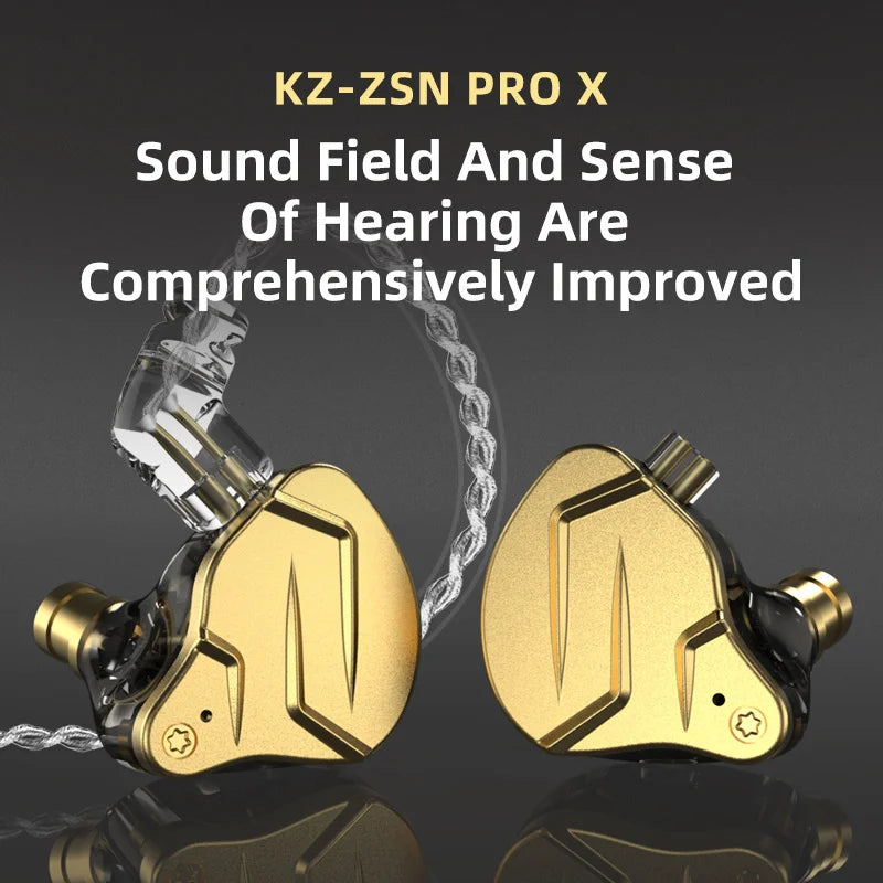 Fones de ouvido KZ ZSN Pro X Metal 1BA+1DD Tecnologia híbrida HIFI Fones de ouvido intra Bastante graves com cancelamento de ruído.-auriculares.