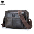 Bolsa transversal masculina de couro legítimo BULLCAPTAIN. Grande capacidade.