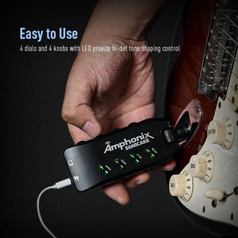 Amplificador de guitarra Plug-In USB Carregável Portátil, SONICAKE, Carry-On Quarto Multi-Efeitos QAP-10.