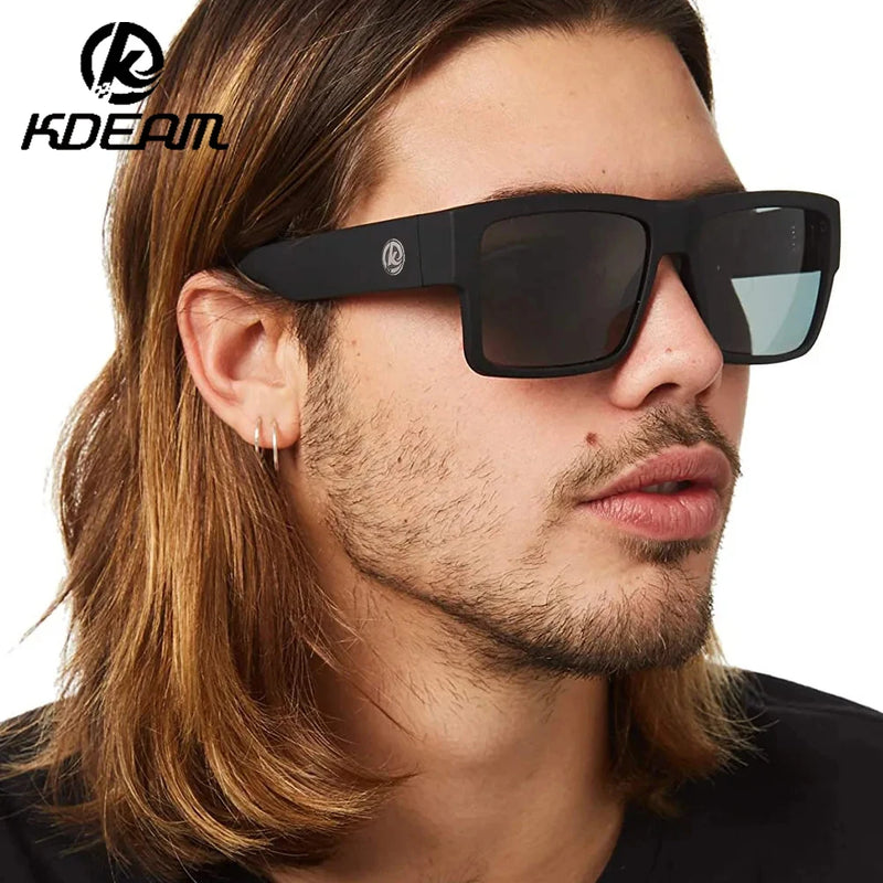 Óculos masculino KDEAM Classic Square Polarized Sports. Proteção Uv 400.