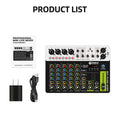 IKGE V8 Audio Mixer com Bluetooth 5.0 48V Phantom Power.