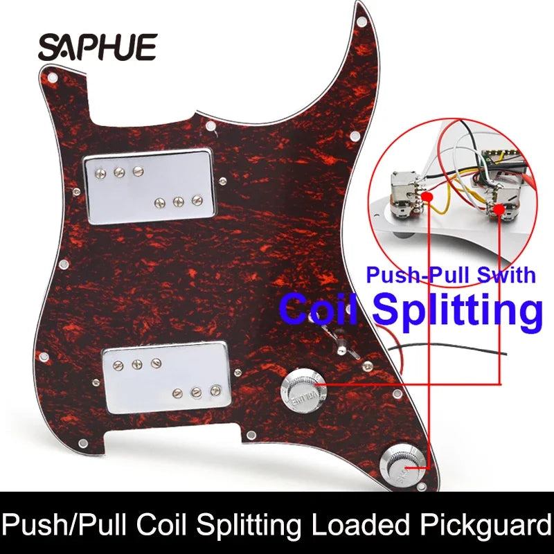 Captadores para guitarra. Set completo. Pickguard de divisão de bobina Push-Pull com dois pré-cabeamentos ST, HH, 7,5K, 15K.