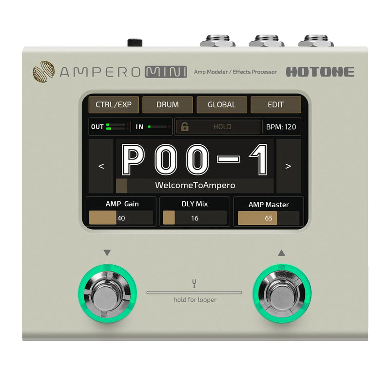 Hotone Ampero MP-50 Guitar Bass Amp Modelagem. Multi efeitos com Adaptador de Energia UE Estéreo OTG USB Interface.