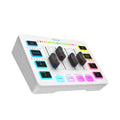 Mixer de áudio. FIFINE, mixer RGB de 4 canais com interface de áudio. Microfone XLR. Para streaming e podcast.