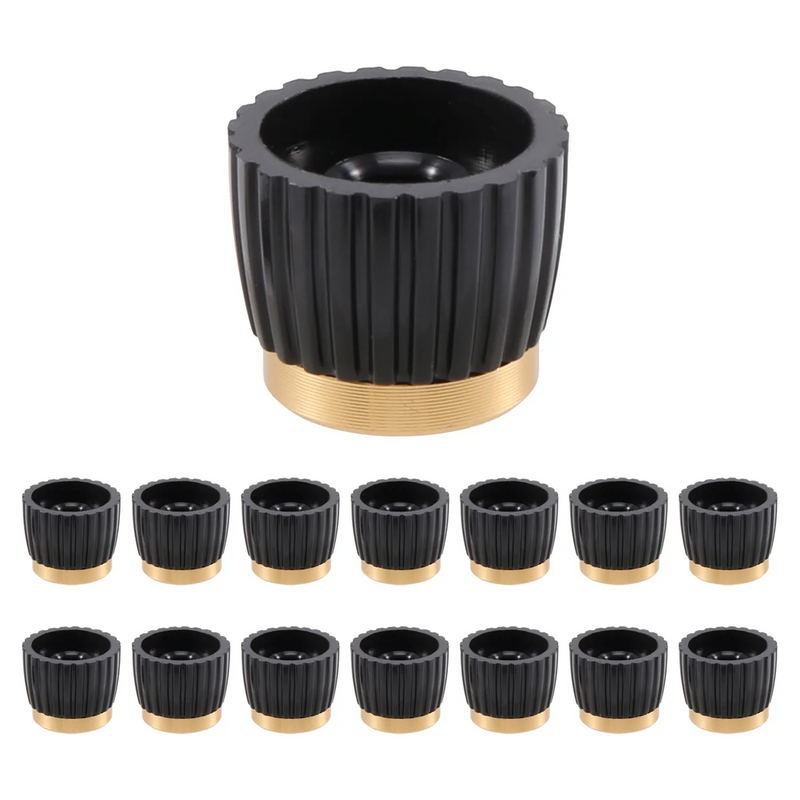 15Pcs Guitar AMP Amplifier Push on Fit Knobs Preto com Tampa de Alumínio Dourado Top Serve para Potes de 6mm de Diâmetro Amplificadores Marshall.