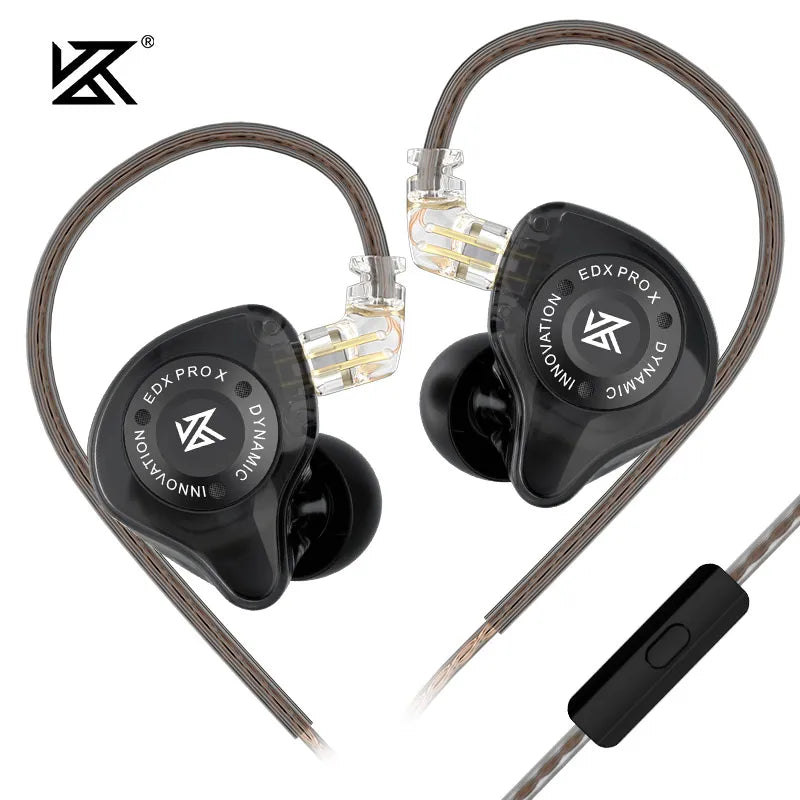 KZ EDX PRO X IEM Fones de ouvido Dynamic Drive HiFi Deep Bass Sound Earbud Sport Music.  Fone de ouvido com cancelamento de ruído e cabo destacável.