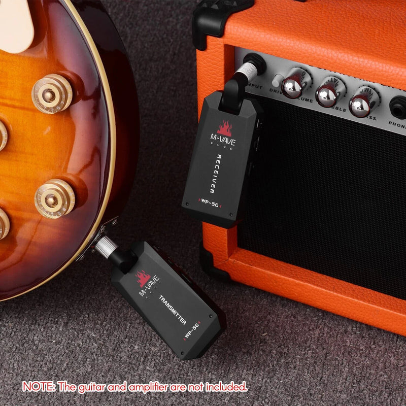 M-VAVE WP-5G 5.8G Sistema de guitarra sem fio Transmissor receptor de áudio recarregável Amplificador de guitarra Acessório de guitarra Cabo tipo C.
