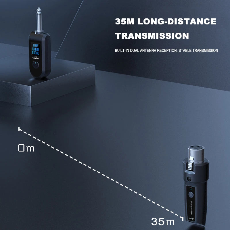 BOMGE UHF XLR Adapter System Wireless Microphone Transmitter Receiver System for Dynamic Microphone Guitar Audio Mixer PA System