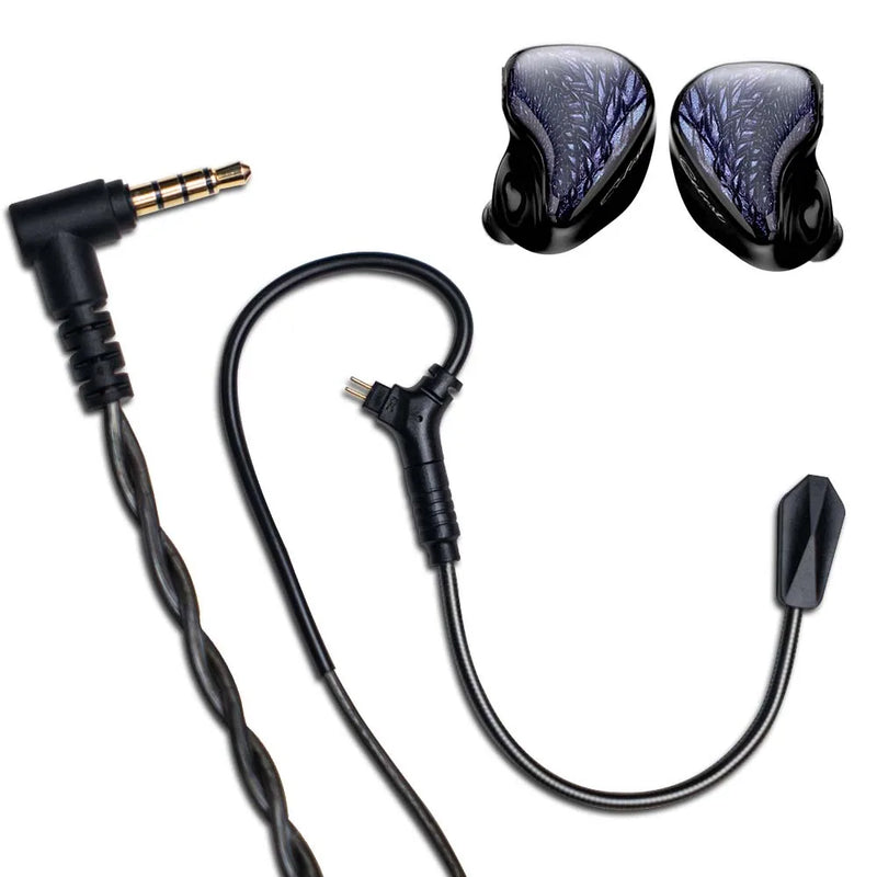 Fones de ouvido intra-auriculares Kinera Celest Wyvern pretos Driver dinâmico. LCP de 10 mm com microfone.