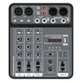 4 Channel Audio Mixer 48V Phantom Power USB Studio.