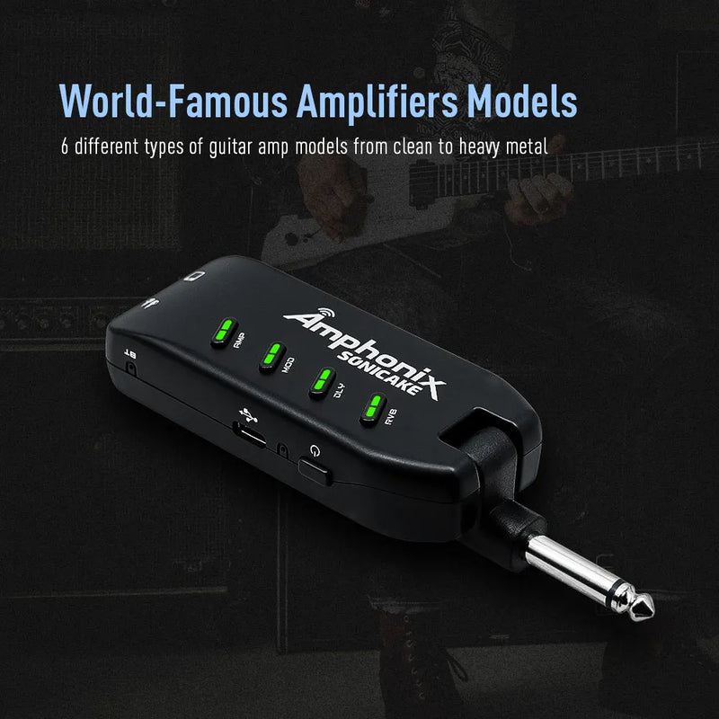 Amplificador de guitarra Plug-In USB Carregável Portátil, SONICAKE, Carry-On Quarto Multi-Efeitos QAP-10.