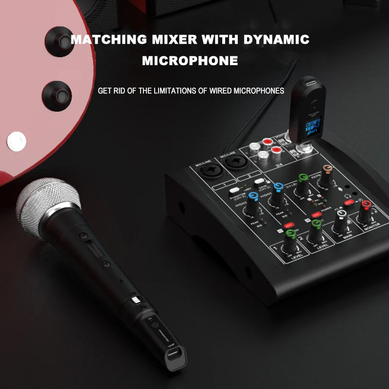 BOMGE UHF XLR Adapter System Wireless Microphone Transmitter Receiver System for Dynamic Microphone Guitar Audio Mixer PA System