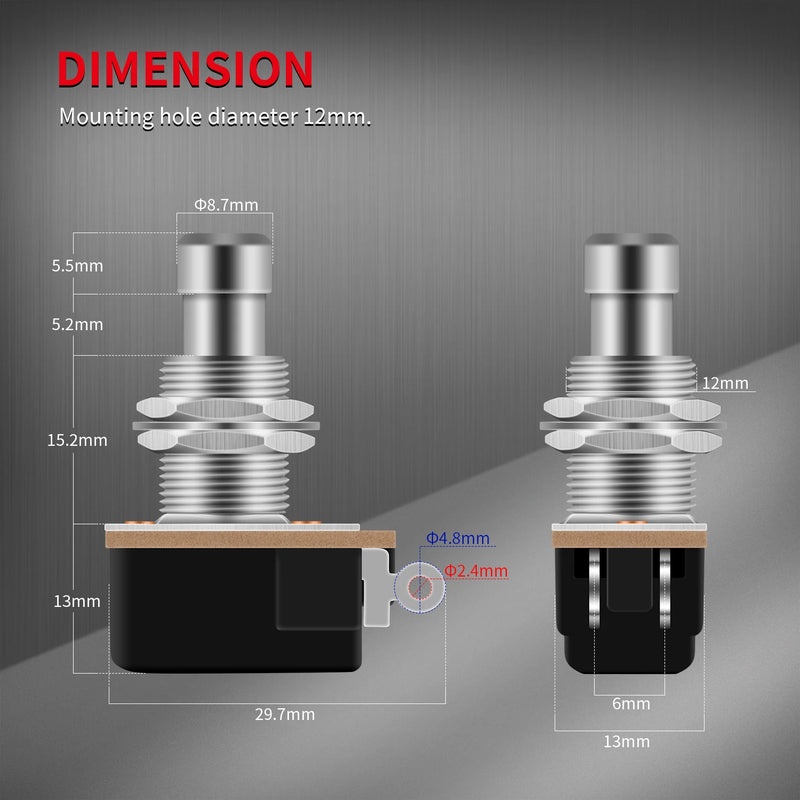 Soft Touch Foot Switch Normalmente aberto 2 PIN Stomp Box. Foot single para montagem de pedal.