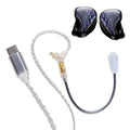 Fones de ouvido intra-auriculares Kinera Celest Wyvern pretos Driver dinâmico. LCP de 10 mm com microfone.