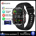 Relógio Rugged Military GPS, Men Bluetooth Call Health Monitoring AI Voice Sports Waterproof.