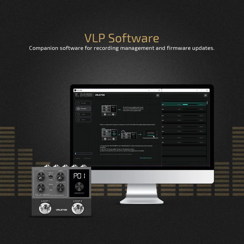 Valeton Dual Track Stereo Looper Pedal para Guitarra. Teclado, Vocal Drum Machine 99 espaços de armazenamento.