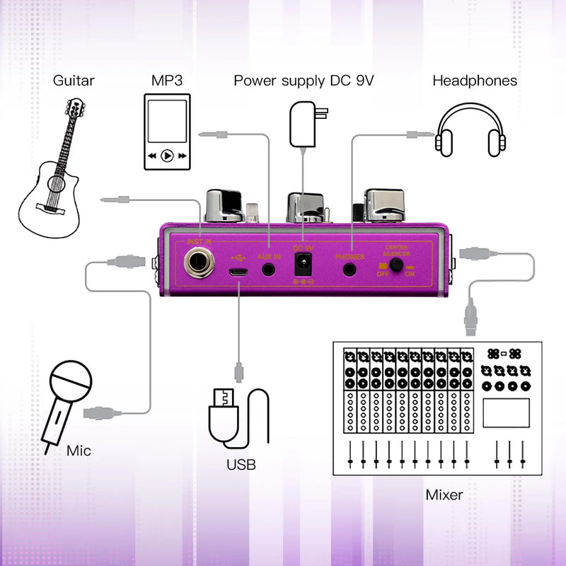 JOYO R-16 VOCAL LAB. Vocal Reverb. Pedal de Efeito de Guitarra. Vocal Harmony e 3 Vocal Reverb Pedal .