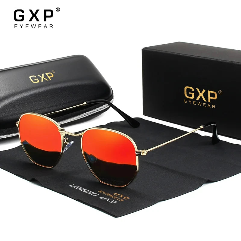 Óculos de Sol Polarizados UV400 GXP Classic. Armação Poligonal Retro Proteção Ocular UV 400.