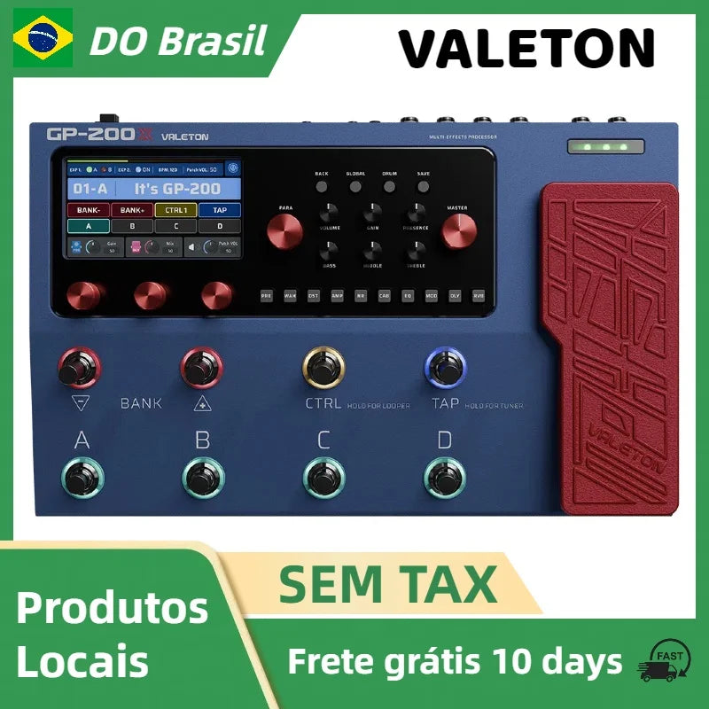 Valeton GP-200X Guitar Efects. Modelagem IR Simulação Multi-Efeitos FX Loop MIDI Expressão Pedal.