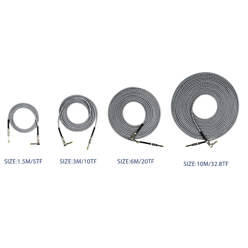 Cabo de instrumento EROK de 1/4 de polegada 90 graus. 6,35 mm cabo de áudio para guitarra elétrica e baixo. ﻿