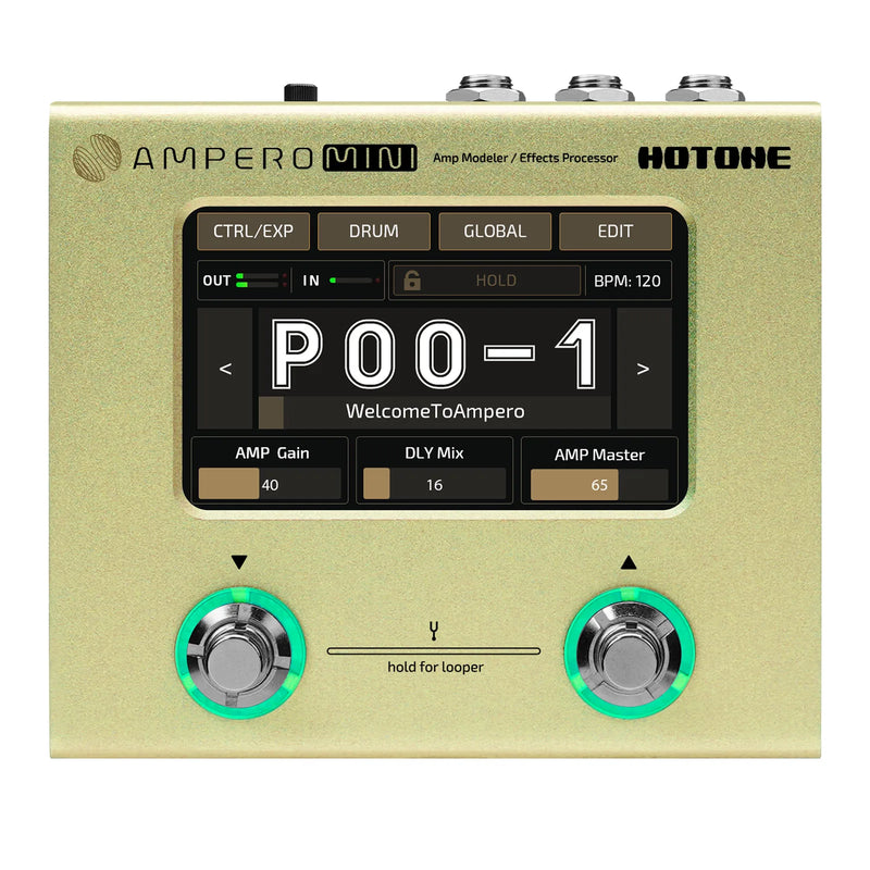 Hotone Ampero MP-50 Guitar Bass Amp Modelagem. Multi efeitos com Adaptador de Energia UE Estéreo OTG USB Interface.