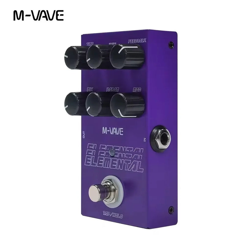 Pedal de delay digital M-vave Elemental. Delay para guitarra, modo TAP e HOLD.