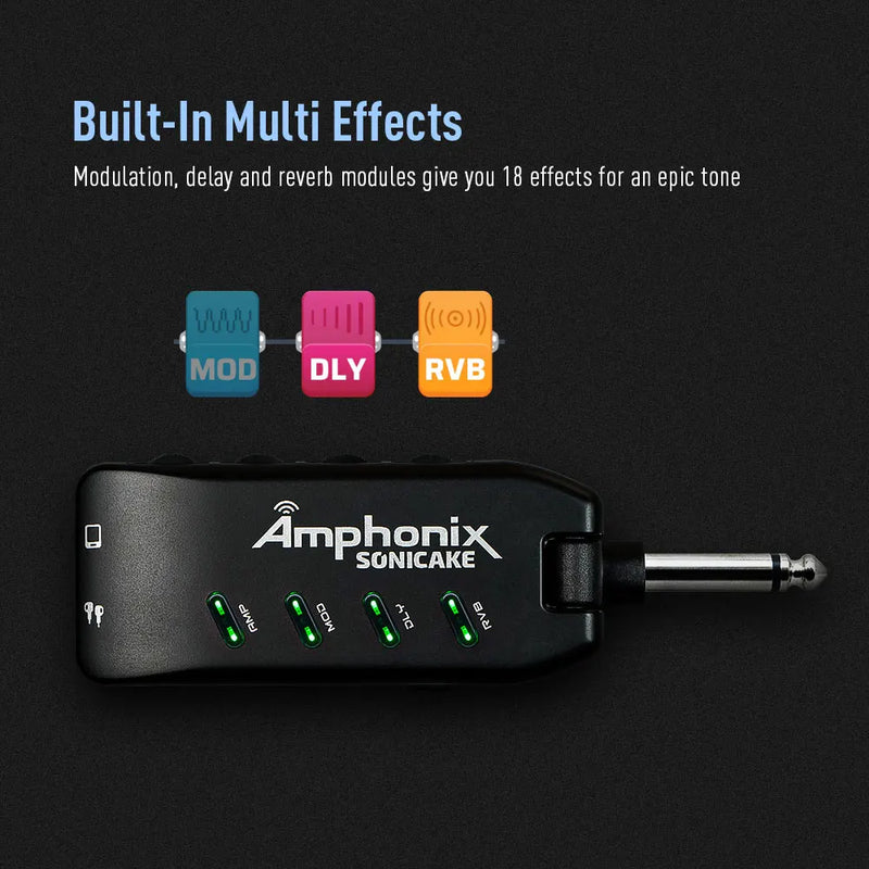 Amplificador de guitarra Plug-In USB Carregável Portátil, SONICAKE, Carry-On Quarto Multi-Efeitos QAP-10.