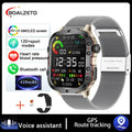 Relógio Rugged Military GPS, Men Bluetooth Call Health Monitoring AI Voice Sports Waterproof.