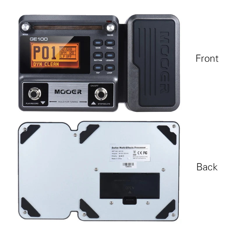 MOOER GE100 Guitar Multi-effects Processor Effect Pedal with Loop Record Tuning Tap Tempo Rhythm Scale & Função Ensino de acorde.