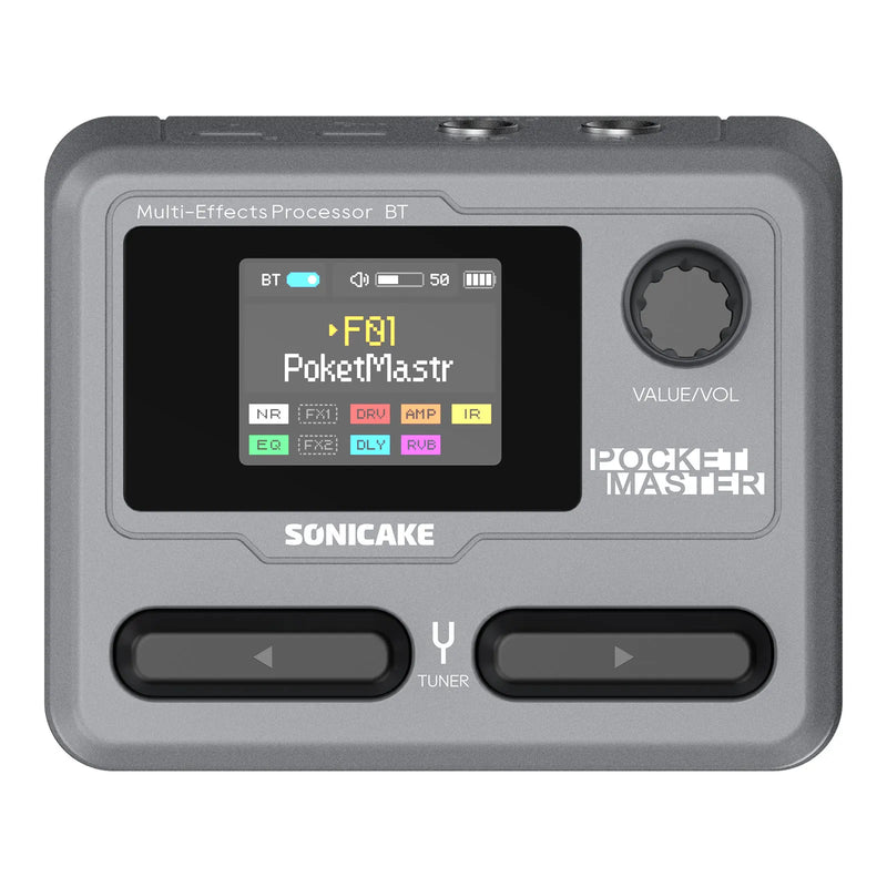 SONICAKE Pocket Master. Pedal multiefeitos 100+ Ler IR. Lan. Controle por aplicativo Tela LCD colorida de 1,77" Bateria integrada QME-10.