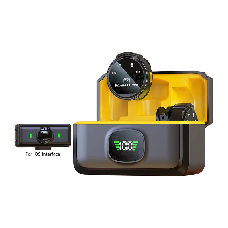 Xiaomi Microfone de lapela sem fio, USB-C/iOS Interface, Microfone de lapela Cancelamento de ruído Alcance de 50 metros, para Android/iPhone/câmera/PC/laptop