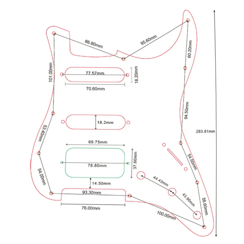 Pickguard para guitarra padrão Strato ST/HSS.