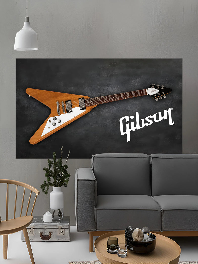 Baner de guitarra  de 90x150cm, poliéster, estampada, para decoração de quarto.