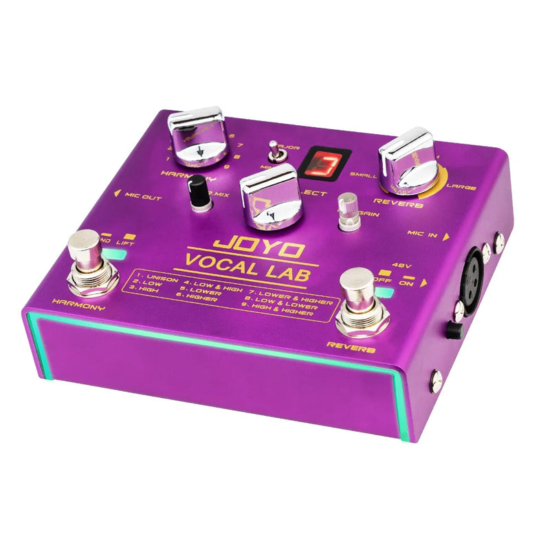 JOYO R-16 VOCAL LAB. Vocal Reverb. Pedal de Efeito de Guitarra. Vocal Harmony e 3 Vocal Reverb Pedal .