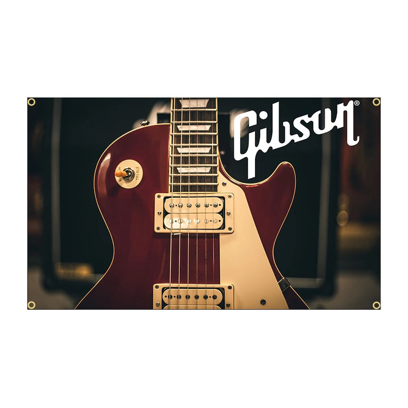 Baner de guitarra  de 90x150cm, poliéster, estampada, para decoração de quarto.