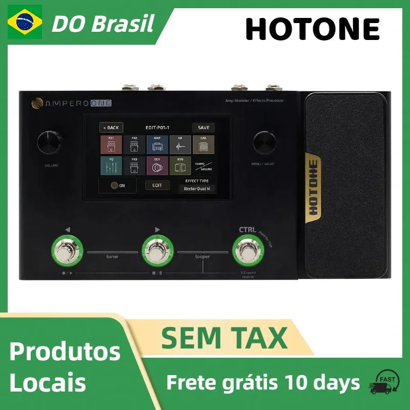 Hotone Ampero MP-80. Guitar Bass Multi Effects Pedal Processor com Fonte de Alimentação EU.