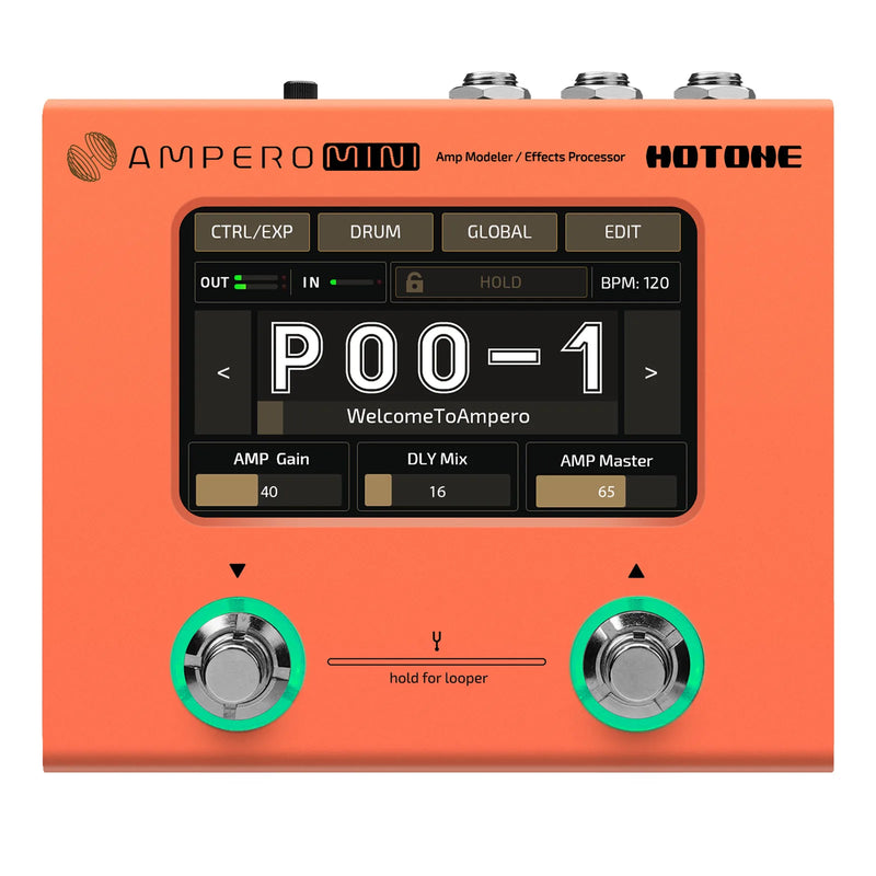 Hotone Ampero MP-50 Guitar Bass Amp Modelagem. Multi efeitos com Adaptador de Energia UE Estéreo OTG USB Interface.