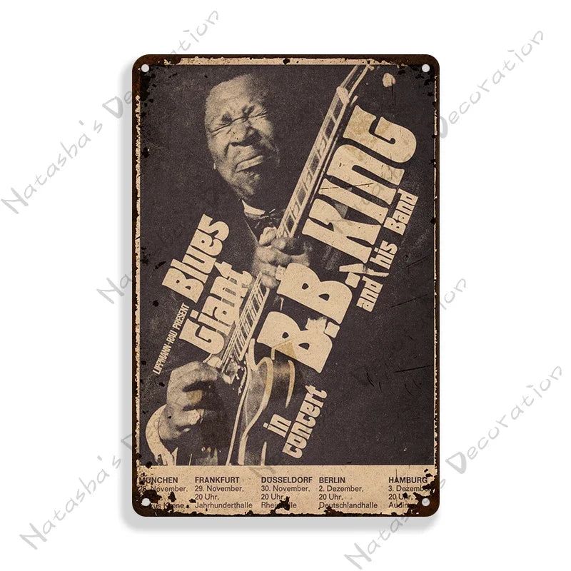 Placa de metal clássica Blues Rock. Vintage Star.