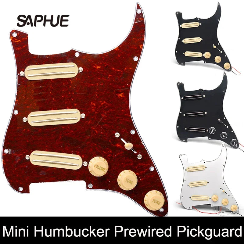 Guitar Pickguard Set Dual Rail Pickups. Estilo ST, 3 peças, mini humbucker 9K.