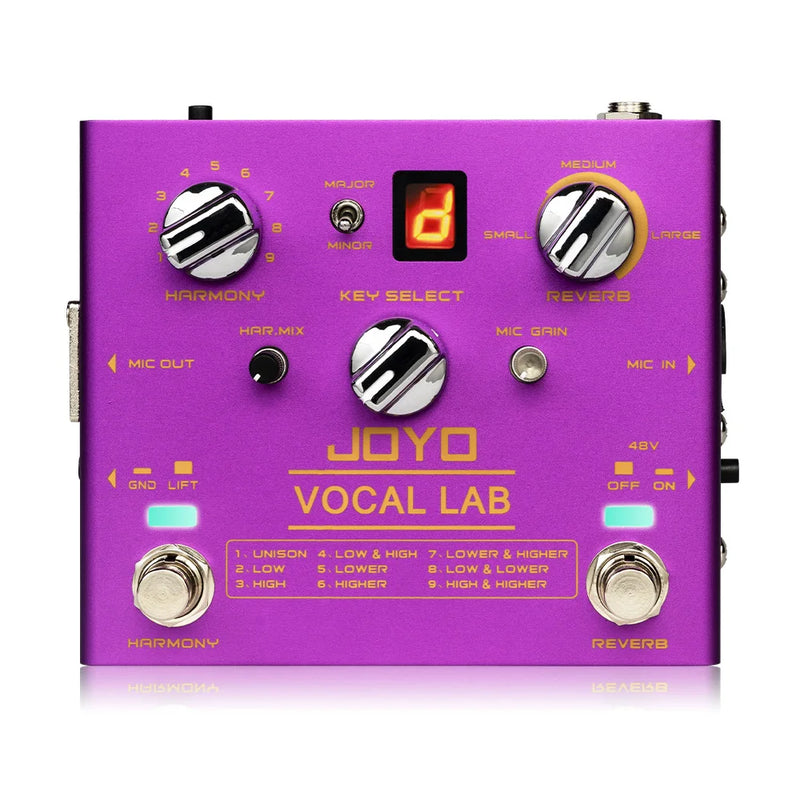 JOYO R-16 VOCAL LAB. Vocal Reverb. Pedal de Efeito de Guitarra. Vocal Harmony e 3 Vocal Reverb Pedal .