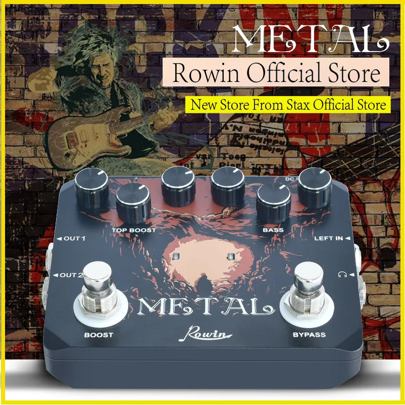 Pedal de efeito de guitarra Rowin LTL-03 Metal 2.0 versão com sons de metal. Puro rock pesado super distorção e true bypas.   ado.