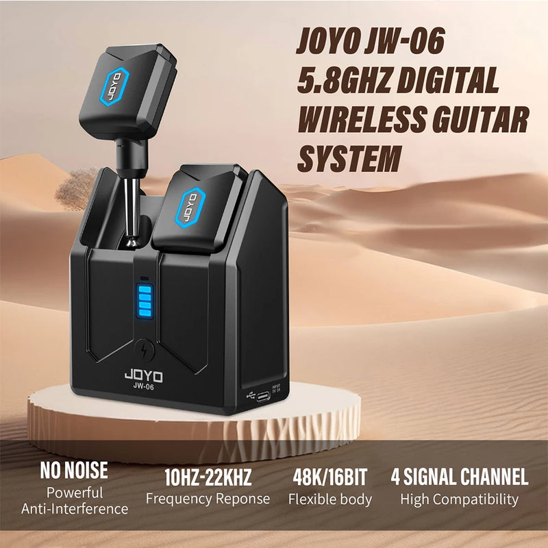 JOYO JW-06 Wireless Guitar System 5.8GHz Digital Wireless Guitar Transmitter and Receiver with Portable Charging Case