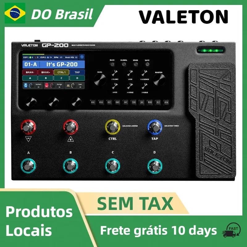 Valeton GP-200 Guitar, Guitar EFX.  Modelagem IR Simulação Multi-Efeitos com EU Power FX Loop MIDI I/O Pedal de Expressão.