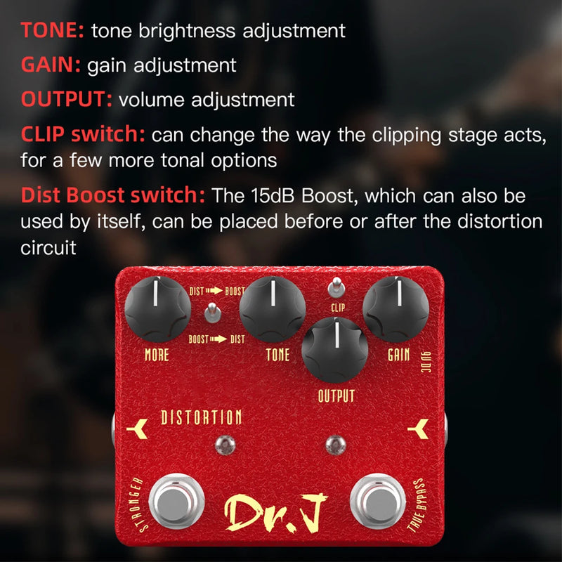 JOYO Dr. J Series D59 Distortion Guitar Effect Pedal Early 80's Classic Modded Amps Screaming Distortion Pedal with 15dB Boost