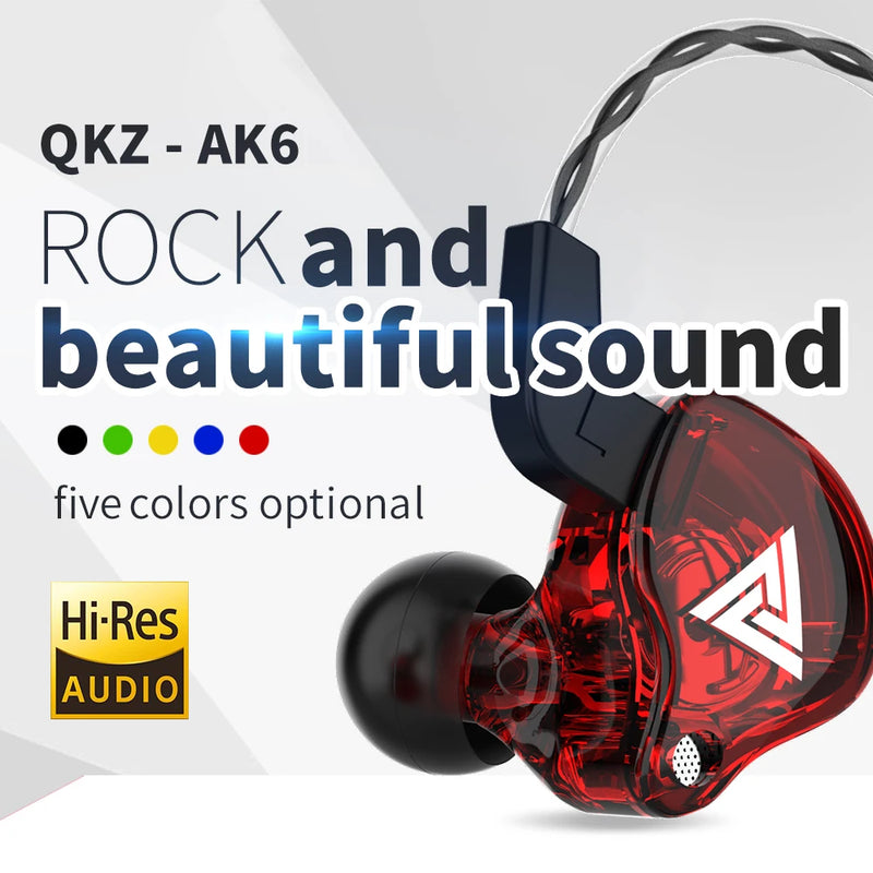 Fones de ouvido com fio de 3,5 mm QKZ AK6 HiFi Qualidade de som.