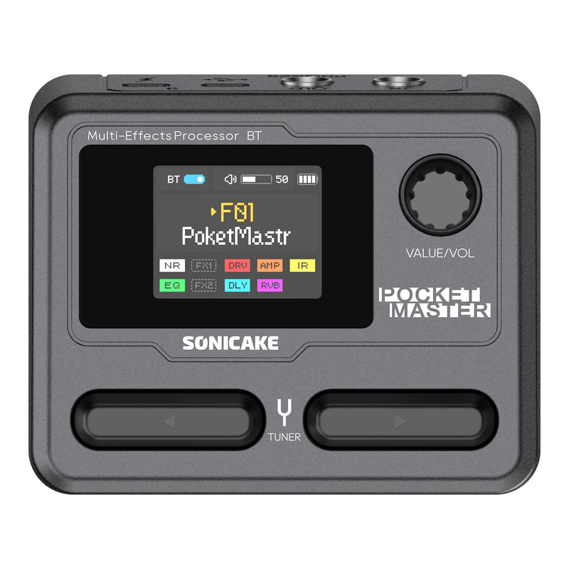 SONICAKE Pocket Master. Pedal multiefeitos 100+ Ler IR. Lan. Controle por aplicativo Tela LCD colorida de 1,77" Bateria integrada QME-10.