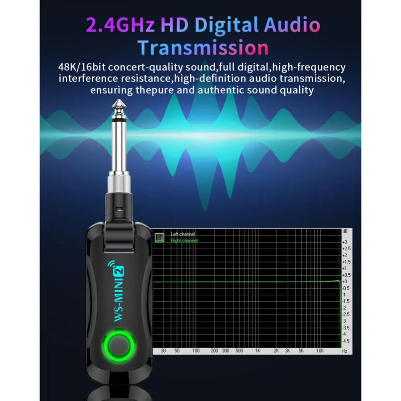 Mini Sistema de Guitarra, transmissor/receptor Sem Fio, Recarregável.